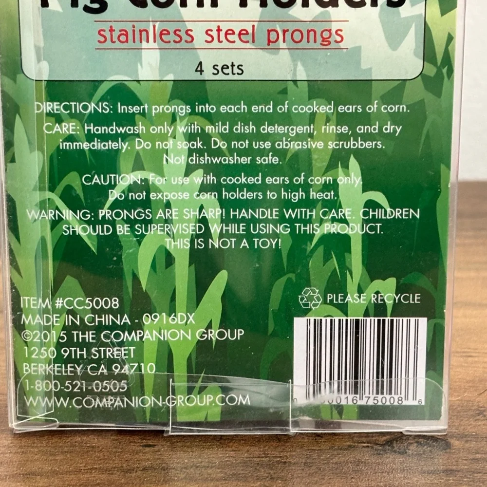 NIB Charcoal Companion Pig CORN HOLDERS 4 Sets Pink Stainless Steel Prongs NEW